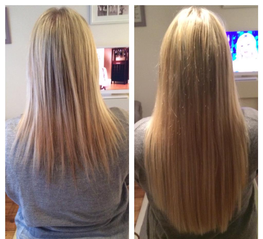 Наращивание волос до и после