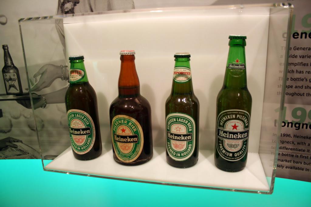 Эволюция бутылок пива "Хайнекен"