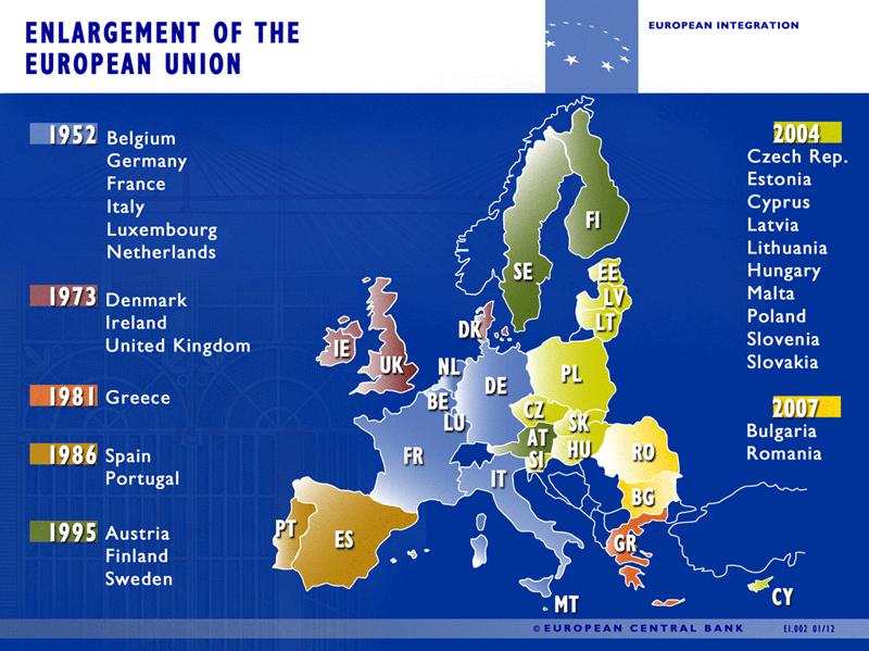 Карта вступления стран в ЕС