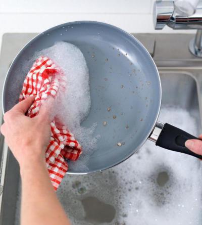 как почистить сковороду от гари 