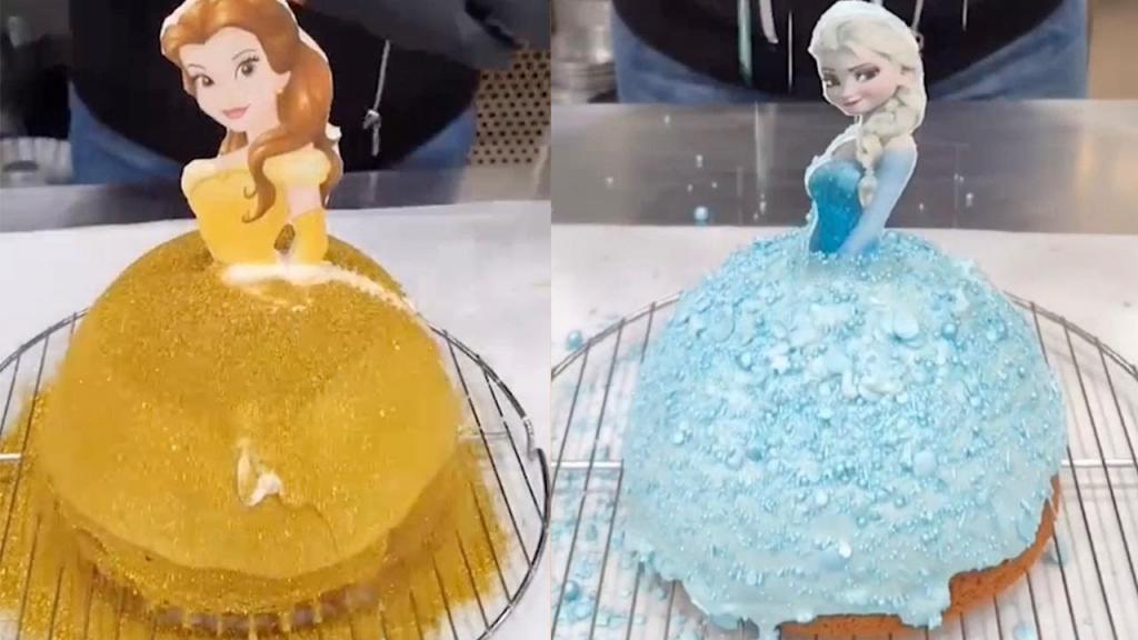 Крем превращается в платье: пекарь создает торты в виде принцесс "Диснея" (видео)