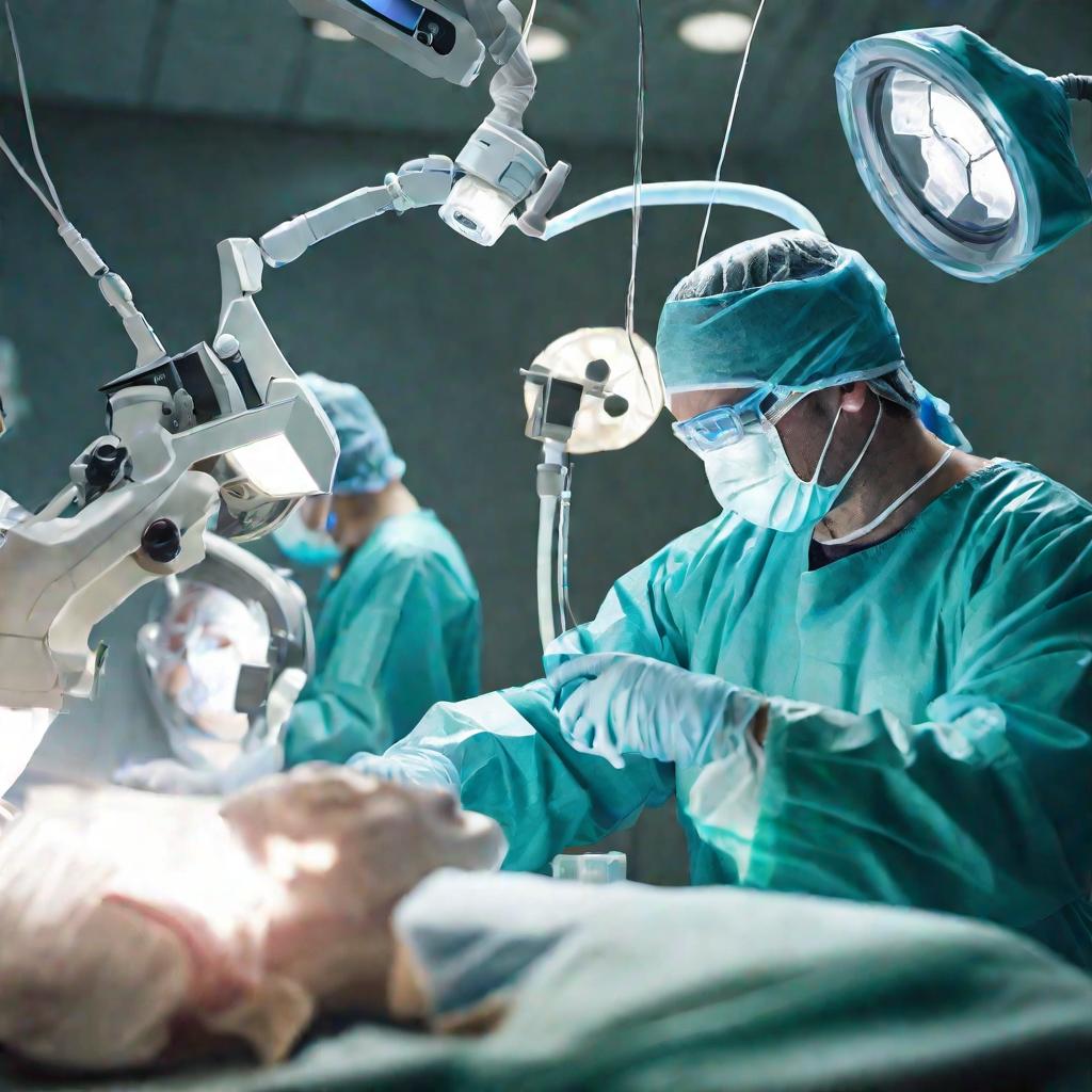 Нейрохирург проводит фенестрацию арахноидальной кисты
