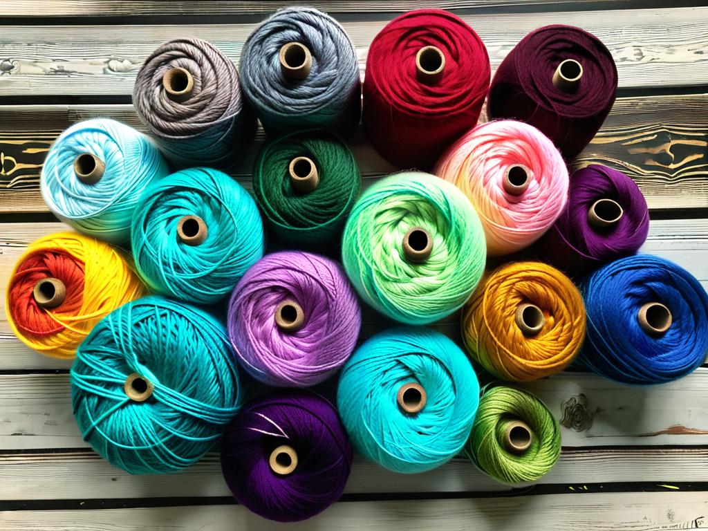 Разноцветные клубки пряжи для вязания бабушкиных квадратов