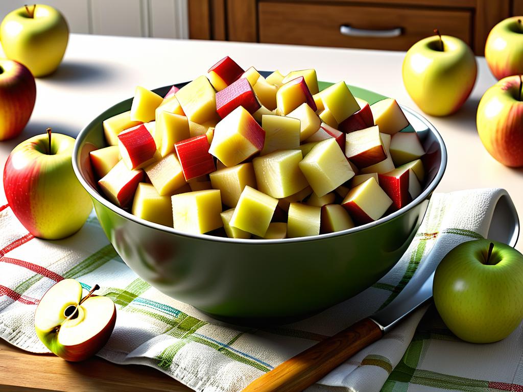 Миска с нарезанными яблоками для начинки