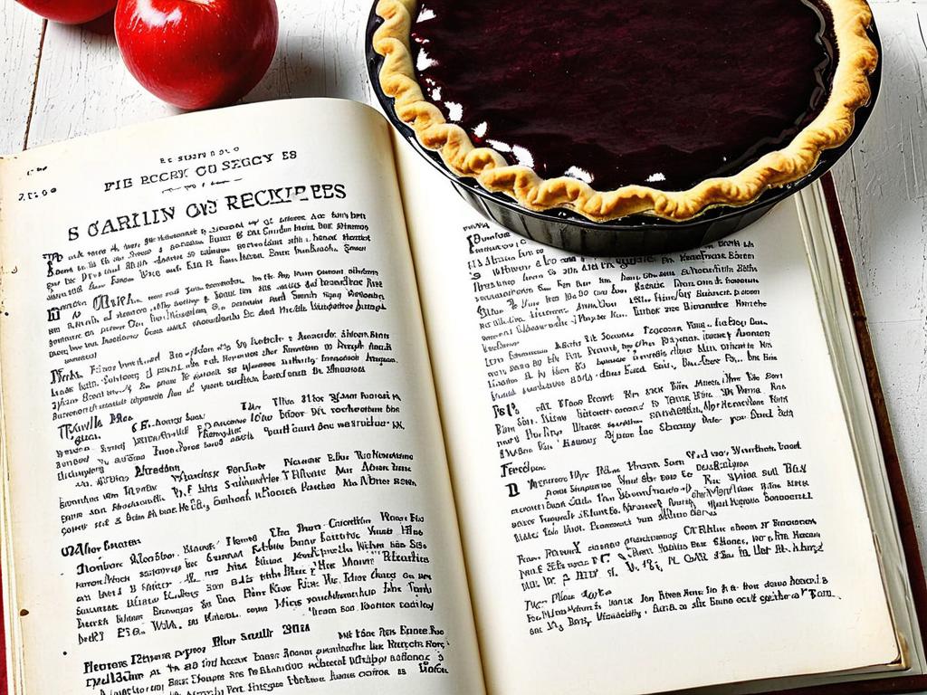 страница из старой поваренной книги с рецептом пирогов