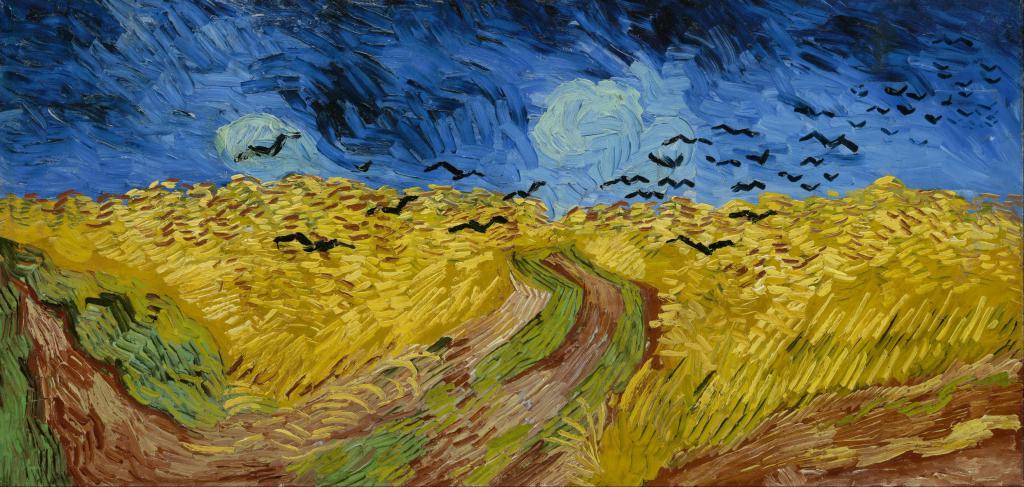 пшеничное поле с воронами