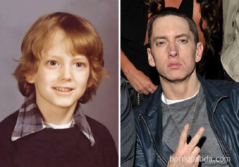 Выросшие известные дети. Звезды в детстве и сейчас. Eminem в молодости и сейчас.