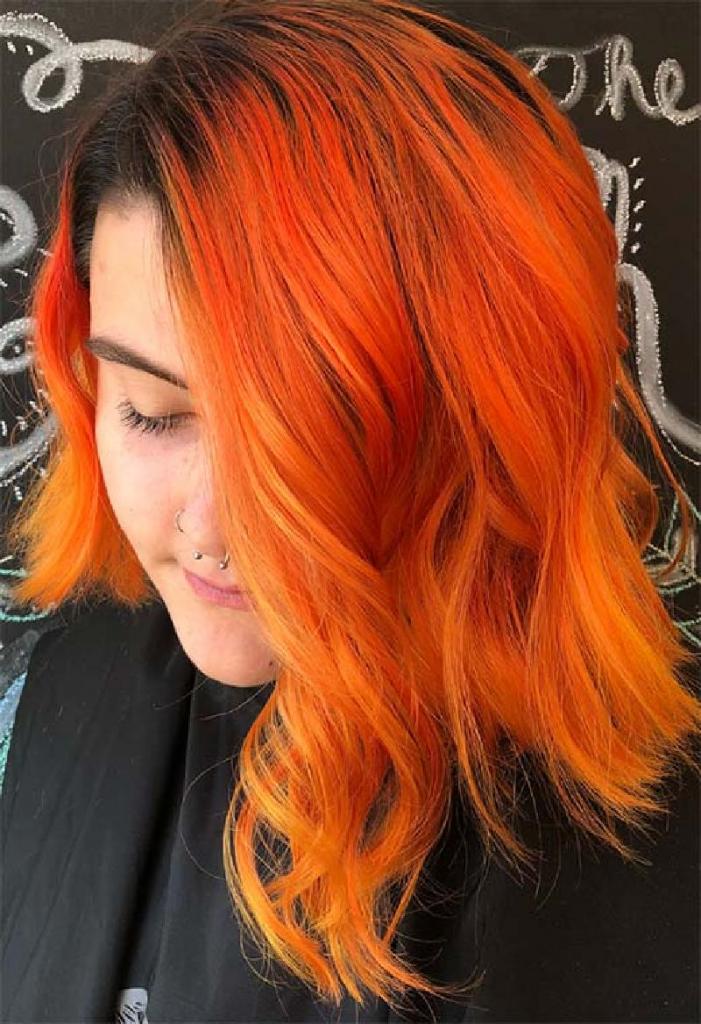 Оранжевый цвет волос. Оранжевая краска для волос. Апельсиновый цвет волос. Необычный оранжевый цвет волос.