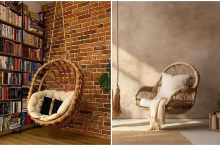 Маленькое комфортное место, где можно наслаждаться жизнью: подвесное кресло - уютный мебельный тренд