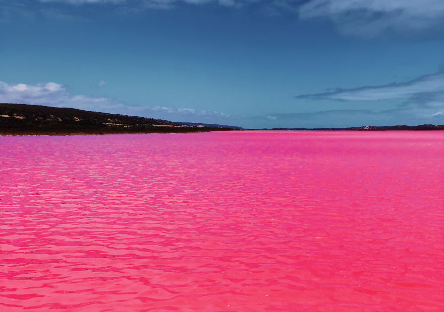 Лагуна Хатт - это небольшое озеро на западе Австралии, воды которого окраше...