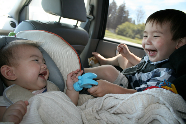 children in car