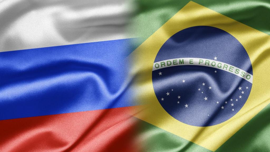 флаги россии и бразилии