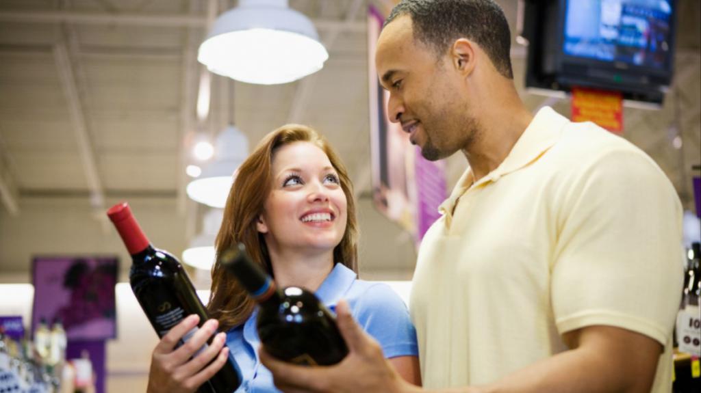 Couple at the liquor store