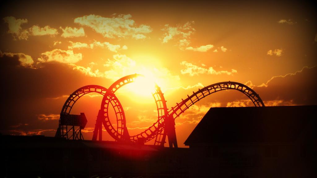 roller coaster and sunset