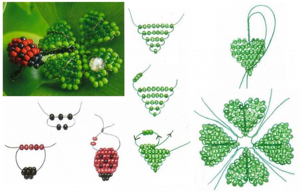 Схема плетения листиков клевера
