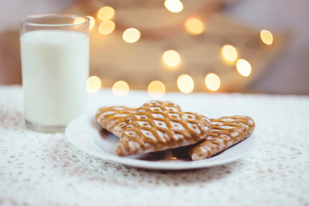 Heart cookies and a glass of milk