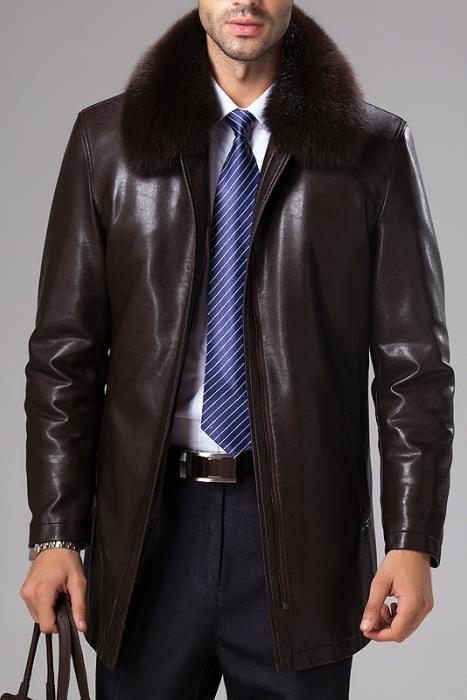 men's leather coat with fur