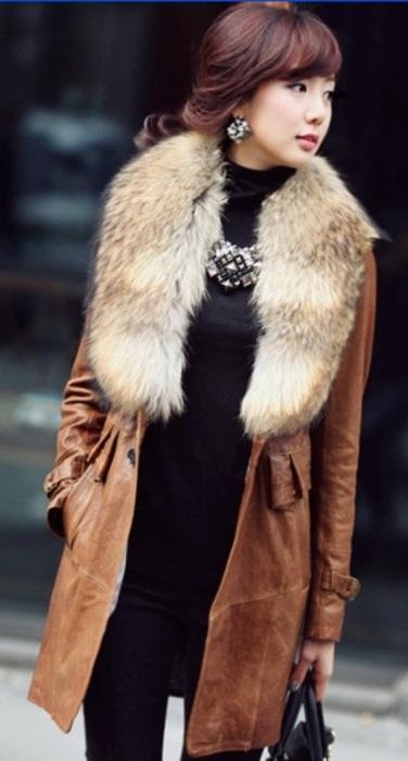 leather coat with fur