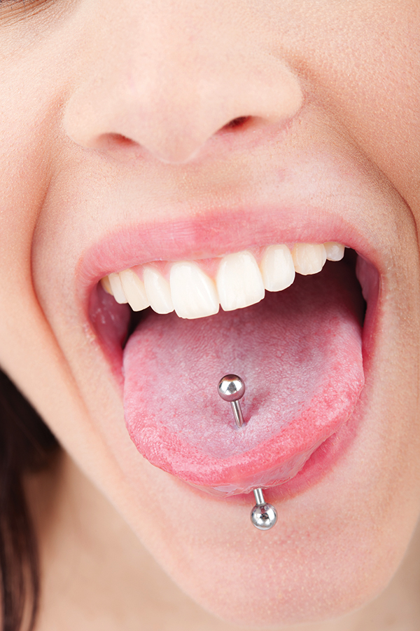 Long barbell in tongue