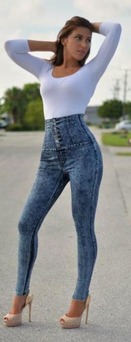 что носить с джинсами с завышенной талией худым девушкам