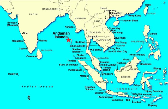 андаманские острова на карте мира