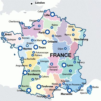 карта франции с городами