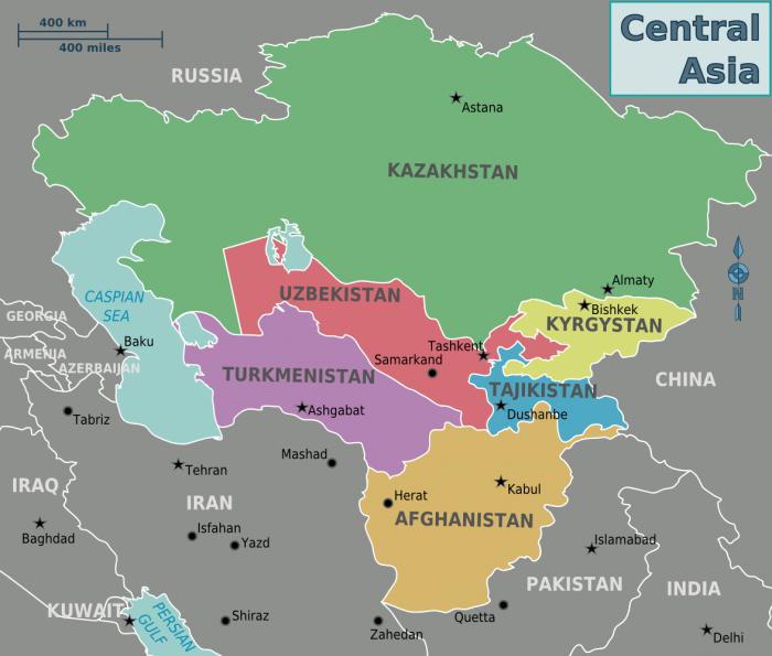 страны и столицы центральной азии