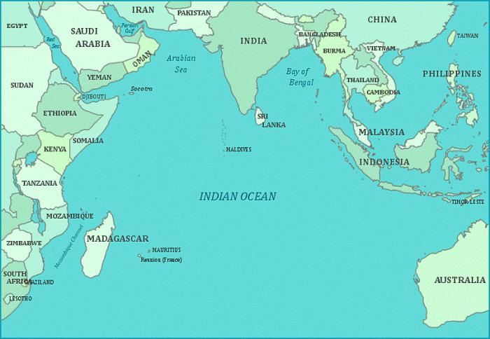 карта индийского океана