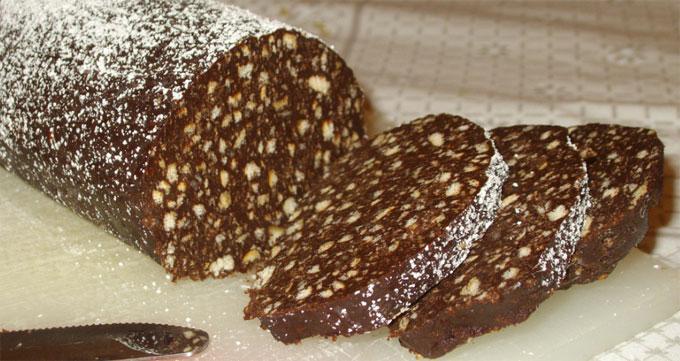 Шоколадная колбаска фото