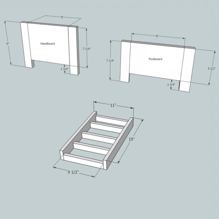 drawings of the crib for dolls