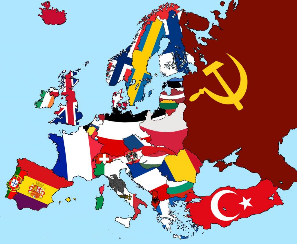 Карта мира европа с флагами