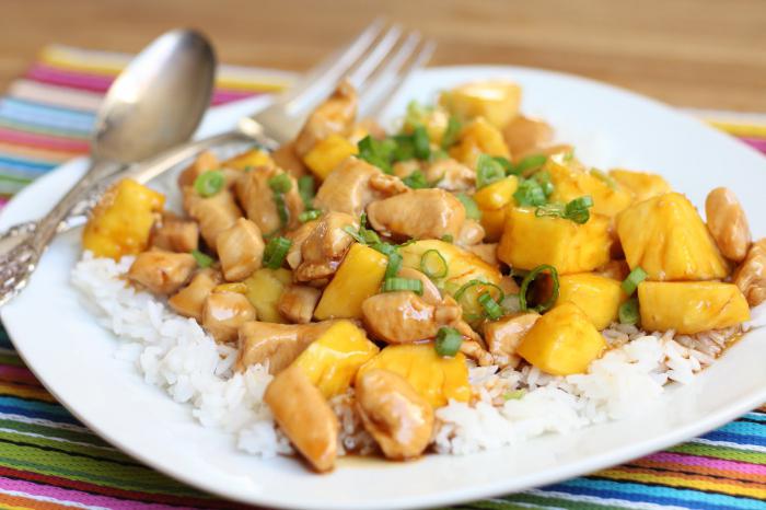 chicken with pineapple and champignon