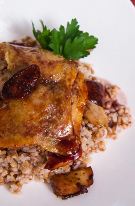 Baked duck with buckwheat