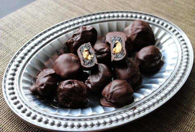 конфеты чернослив в шоколаде с грецким орехом
