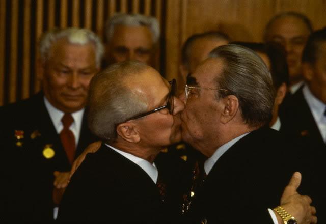 with whom Brezhnev kissed on a caricature