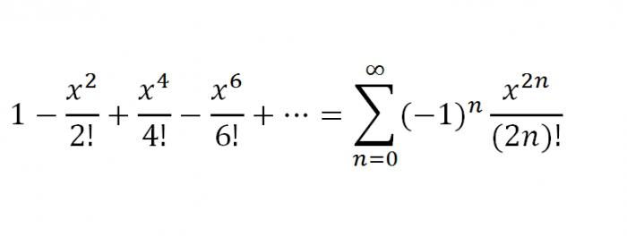 Ряд для f(x) = cos x