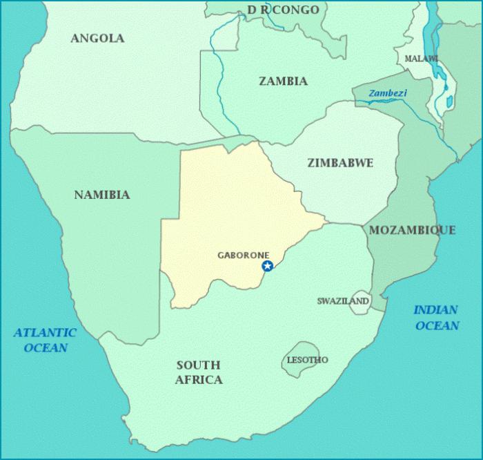 Ботсвана на карте