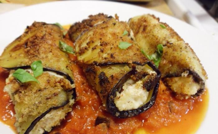 stuffed eggplant with cheese and garlic