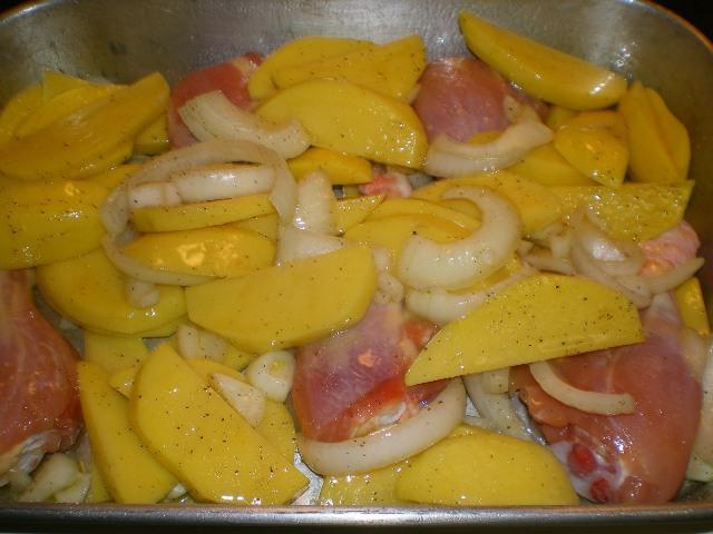 potato chicken cheese in the oven