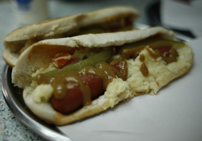 sausage with potatoes in pita bread