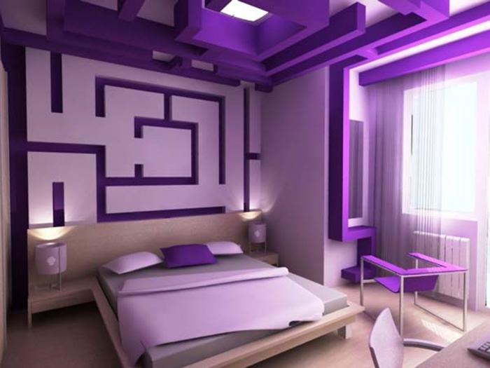 фиолетовый цвет в интерьере гостиной