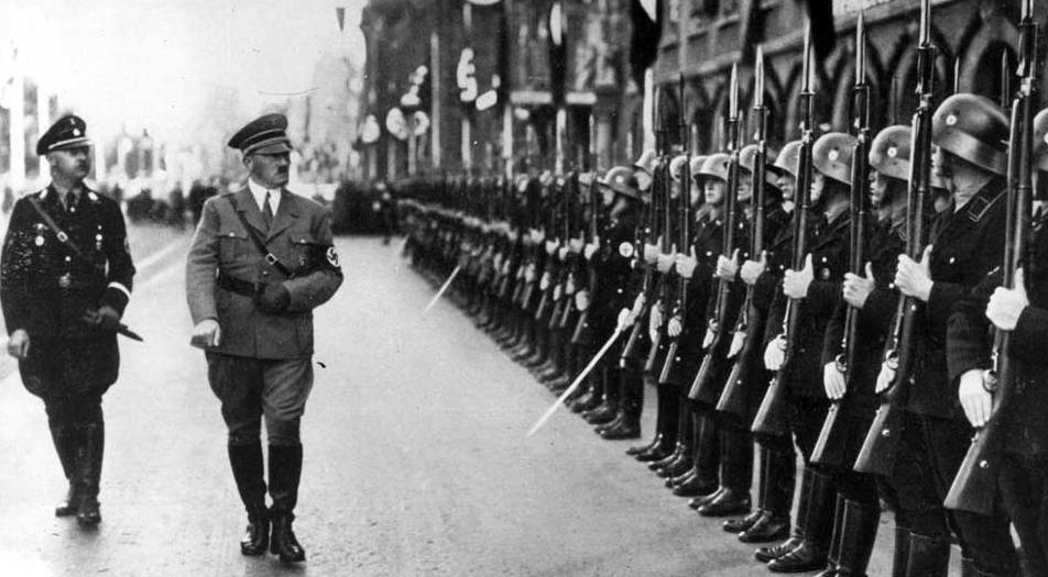 Hitler before a formation of soldiers