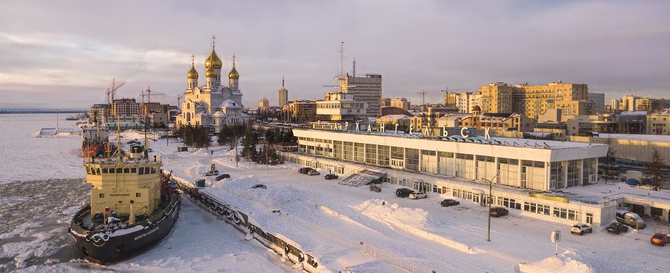 Порт Архангельска зимой
