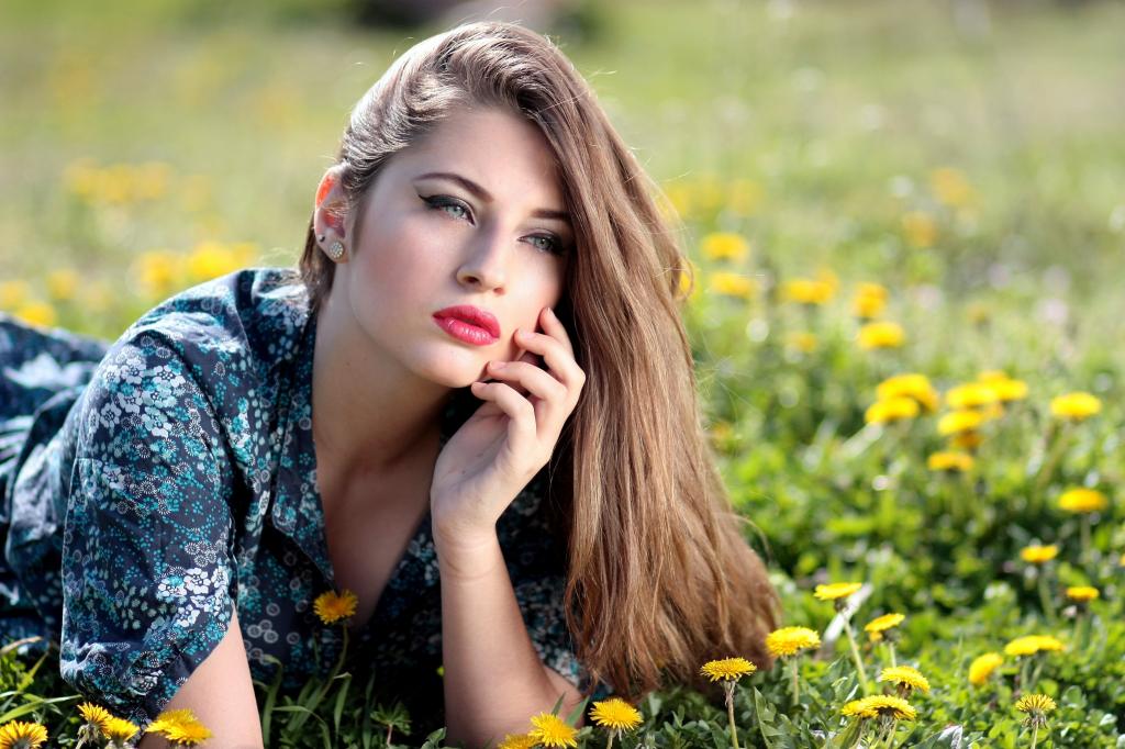 Girl in a field of flowers.