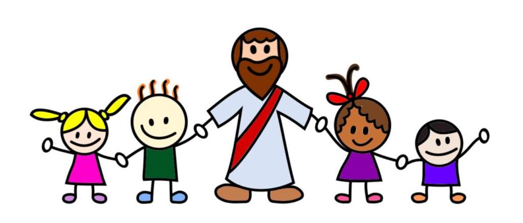 Иисус держится за руки с детьми