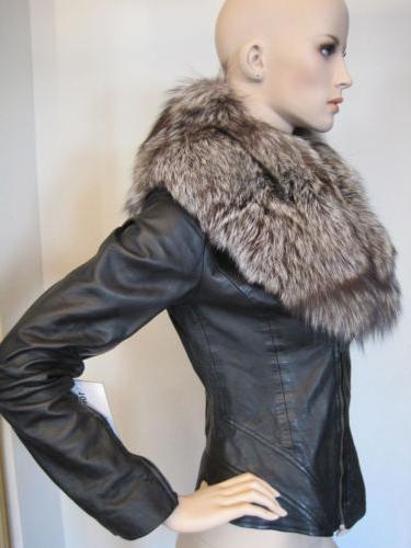 women's leather jackets with silver fox