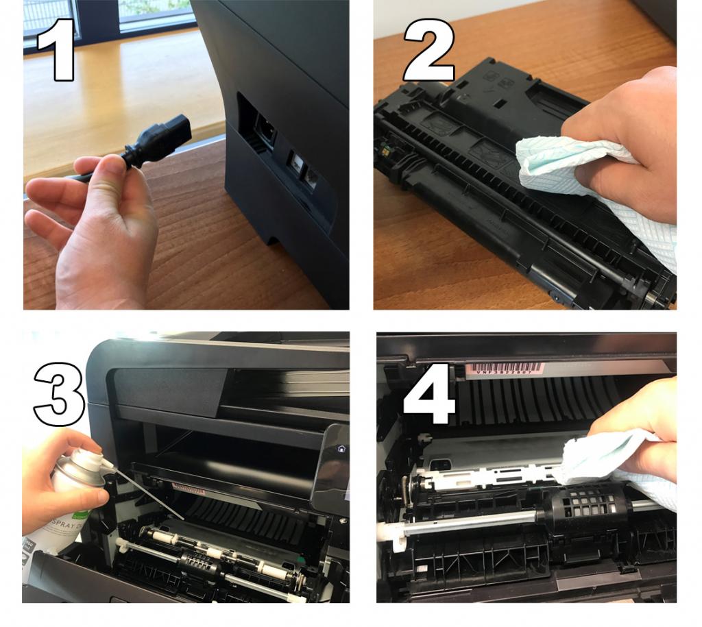 cleaning the laser printer cartridge