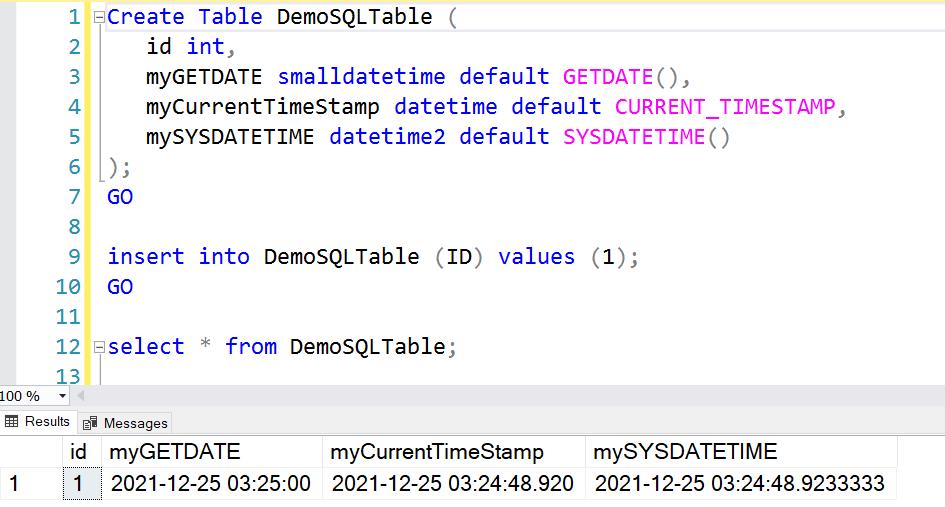 sql datetime