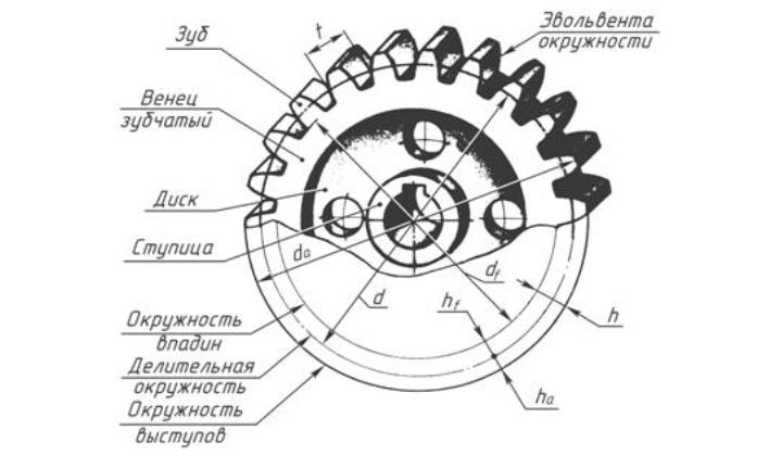 Элементы зубчатого колеса