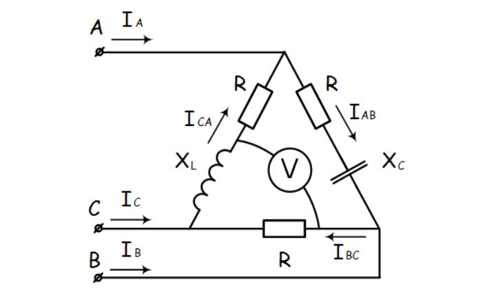 Подключение трехфазного вольтметра. Вольтметр подключается в треугольник схема. К зажимам приемника подсоединен трехфазный Генератор. Фазный и линейный ток в асинхронном двигателе. Трехфазный Генератор схема звезда вольтметр.